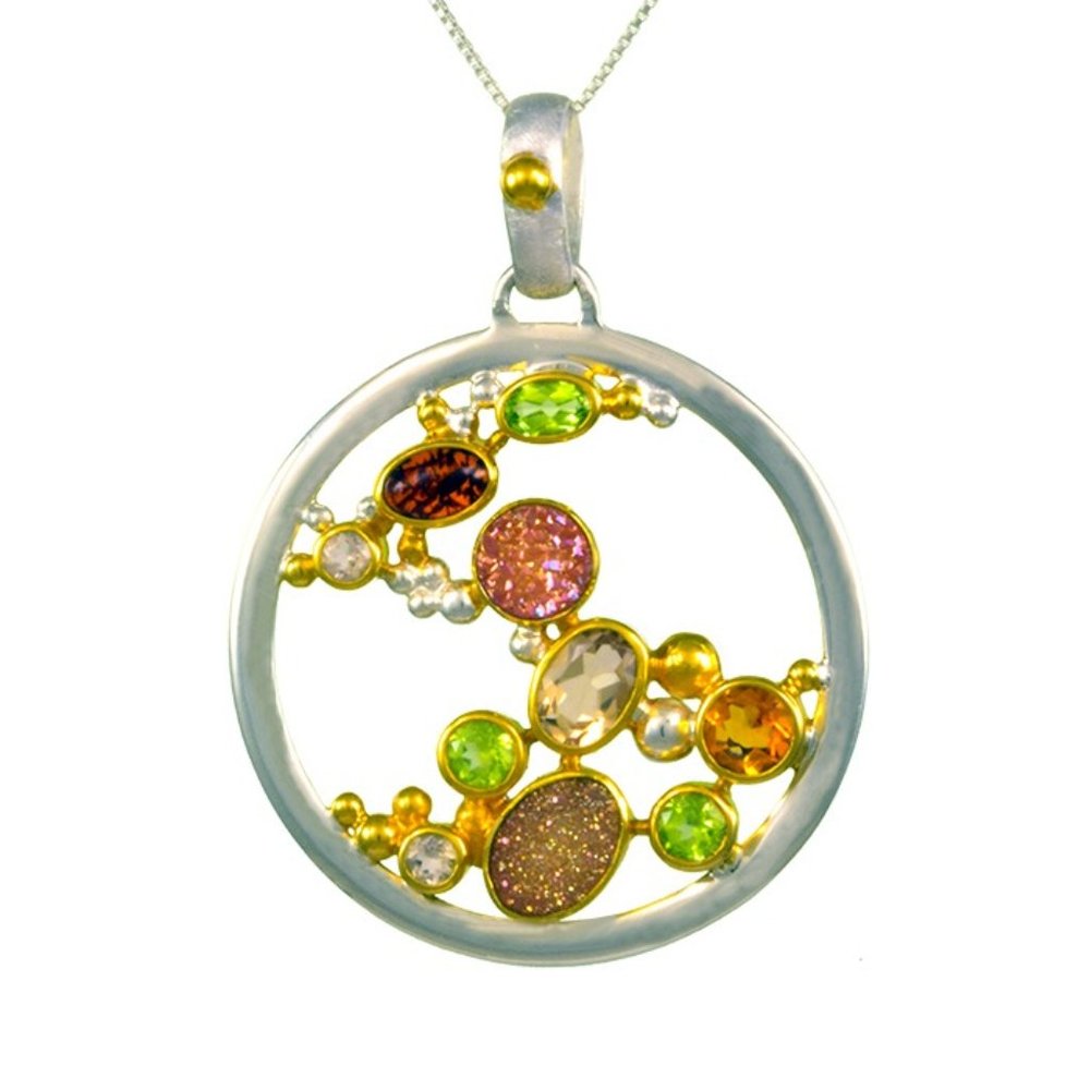 Sterling Silver and 22K Gold Vermeil Champagne Glass Pendant